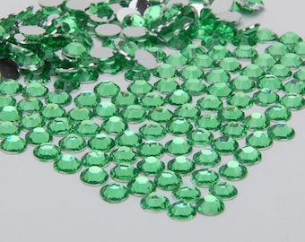 1000 High Quality Green Flat back Resin Rhinestone Diamante Gems 3 4 5 6mm (No Hotfix)