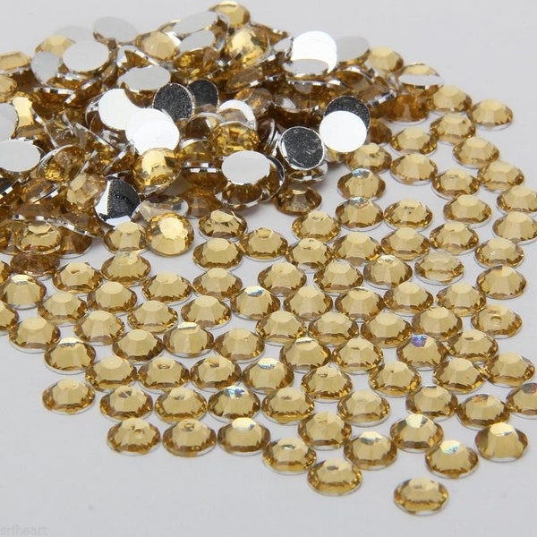 1000 High Quality Gold Flat back Resin Rhinestone Diamante Gems 3 4 5 6mm (No Hotfix)