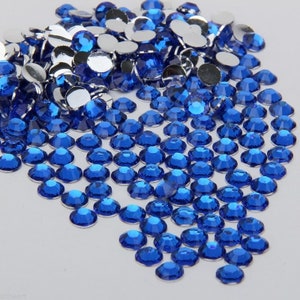 1000 High Quality Blue Flat back Resin Rhinestone Diamante Gems 3 4 5 6mm (No Hotfix)