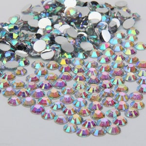 1000 alta qualidade AB/iridescente de resina com parte traseira plana strass diamante gemas 3 4 5 6 mm (sem hotfix)