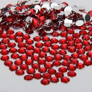 1000 strass de resina vermelha de alta qualidade com fundo plano e pedras de diamante 3, 4, 5, 6 mm (sem hotfix)