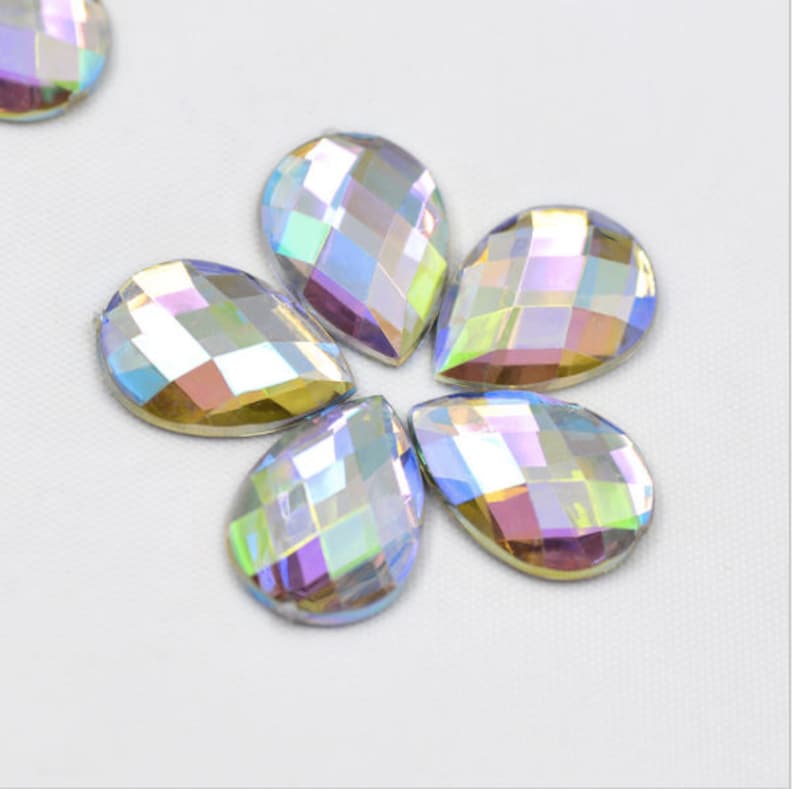 250 High Quality Resin Teardrop / Pear Shape Rhinestones Beads gems 8mm5mm AB / Iridescent