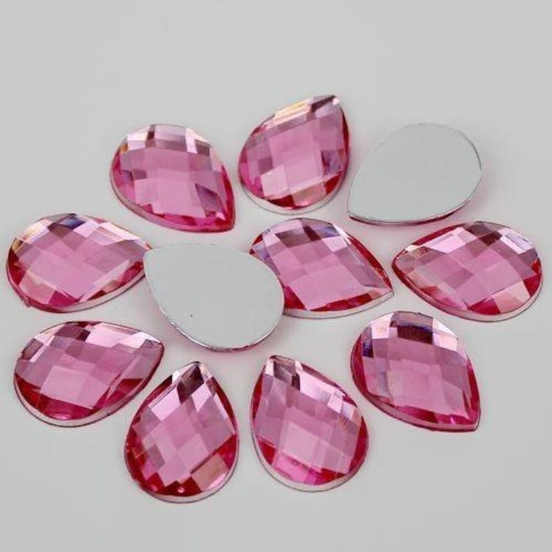 250 High Quality Resin Teardrop / Pear Shape Rhinestones Beads gems 8mm5mm PINK