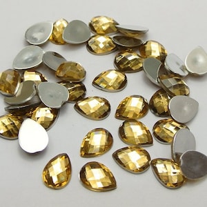 250 High Quality Resin Teardrop / Pear Shape Rhinestones Beads gems 8mm5mm GOLD