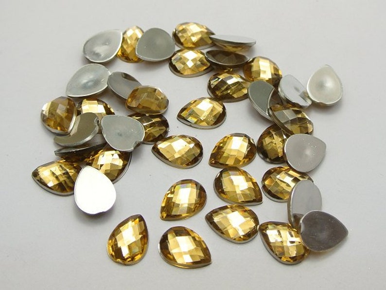 250 High Quality Resin Teardrop / Pear Shape Rhinestones Beads gems 8mm5mm GOLD