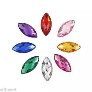 250 perline di strass a forma di occhio di gatto/marquise in resina di alta qualità, 8 mm*4 mm
