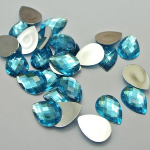 250 High Quality Resin Teardrop / Pear Shape Rhinestones Beads gems 8mm5mm AQUA