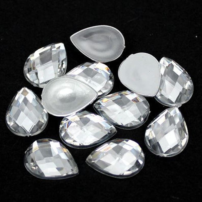 250 High Quality Resin Teardrop / Pear Shape Rhinestones Beads gems 8mm5mm CLEAR