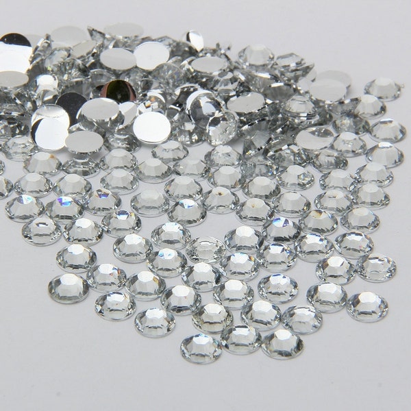 1000 High Quality Crystal Clear Flat back Resin Rhinestone Diamante Gems 3 4 5 6mm (No Hotfix)