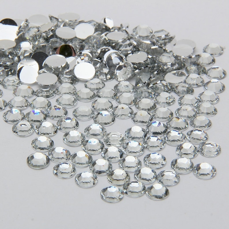 1000 High Quality Crystal Clear Flat back Resin Rhinestone Diamante Gems 3 4 5 6mm No Hotfix image 1