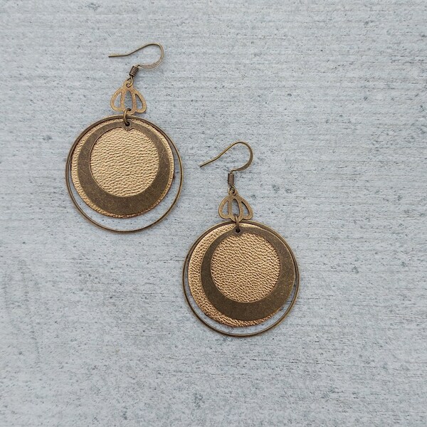 Boucles d oreilles bronze en cuir