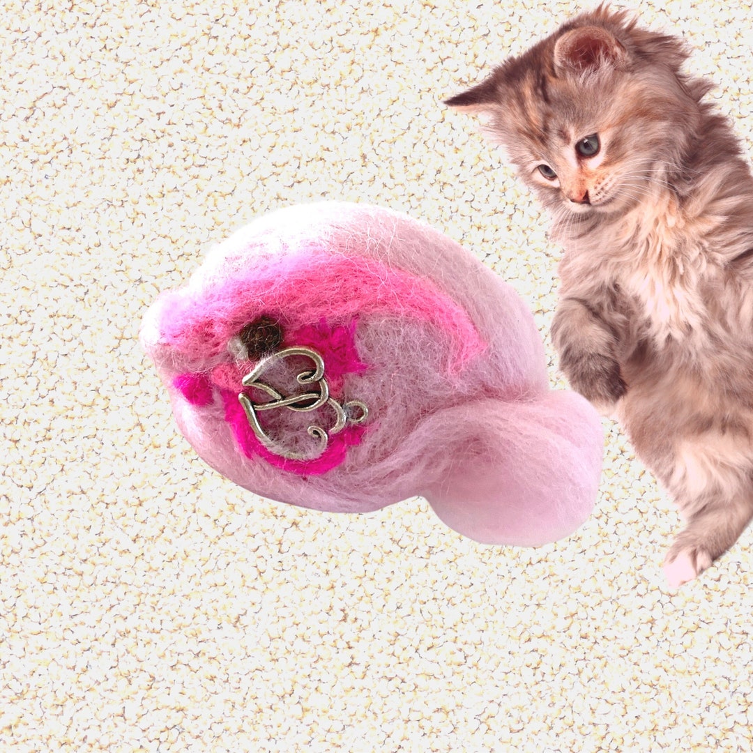 Pink GOLDFISH CAT Toy...hand Felted...australian Merino Wool..small