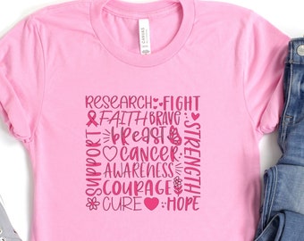 Breast Cancer Awareness T-shirt, Graffiti Graphics, Have Faith, Fight for a Cure, Hope, Strength, Courage, Support, October Awareness Month