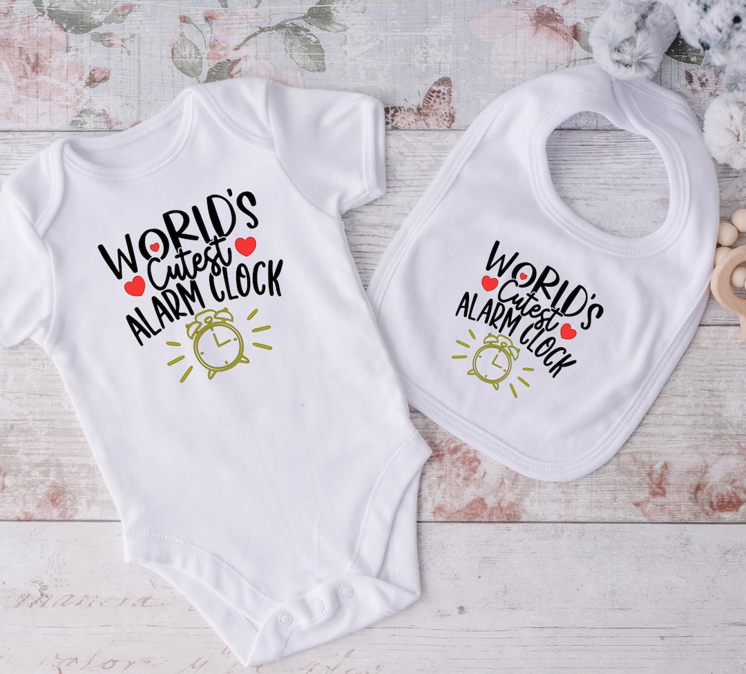 World's Cutest Alarm Clock Baby Onesie®, Baby Bib, Baby Set, Baby