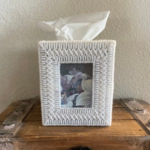 Picture Frame Tissue Box Cover, Wedding Gift, Family Pictures, Photo Holder, Home Decor, Handmade for Nursery, Practical Bridesmaid Gift image 1