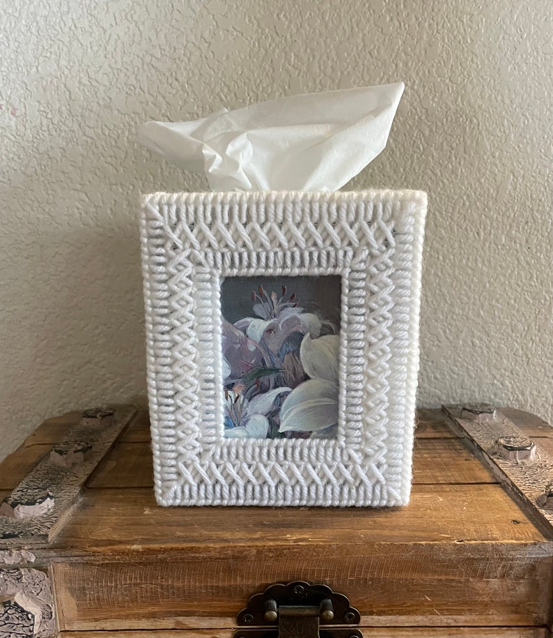Picture Frame Tissue Box Cover, Wedding Gift, Family Pictures, Photo Holder, Home Decor, Handmade for Nursery, Practical Bridesmaid Gift image 1