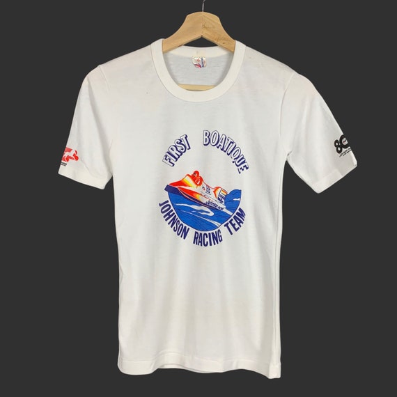 Vintage Evinrude Outboard Advertisement in Red Unisex Jersey Short Sleeve Tee Vintage Evinrude Outboard Advertisement in Red Unisex Jersey Short Sleeve Tee