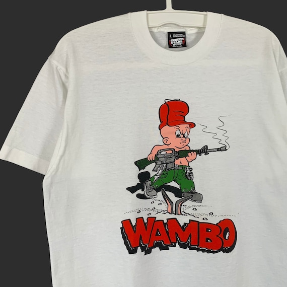 Deadstock Vintage 80s Wambo "Rambo" Tee T - Shirt… - image 2