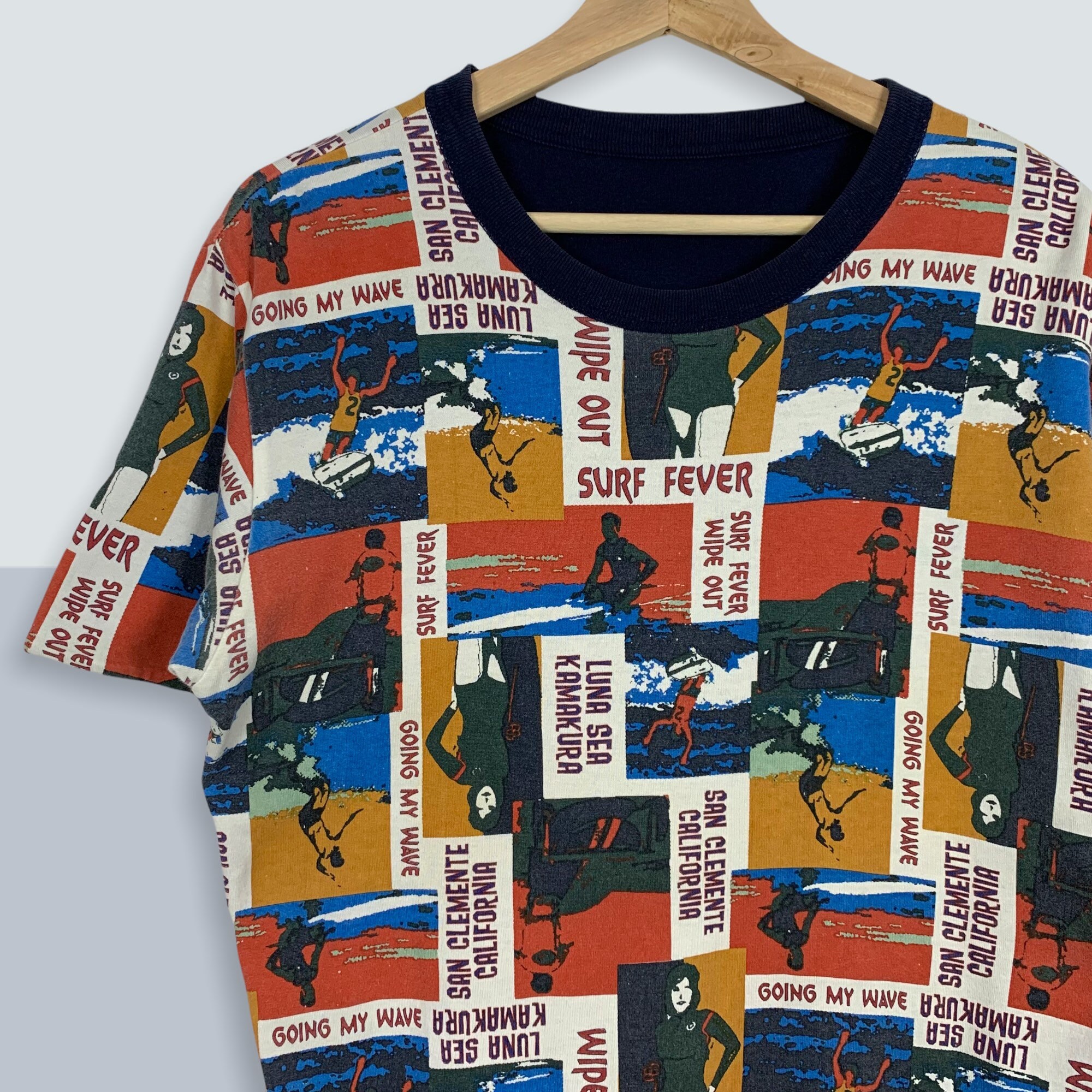 日本代表　1995 Tシャツ　炎柄　フレイム Beams Japan Tee T - Shirt Surf Fever Fullprint - Etsy