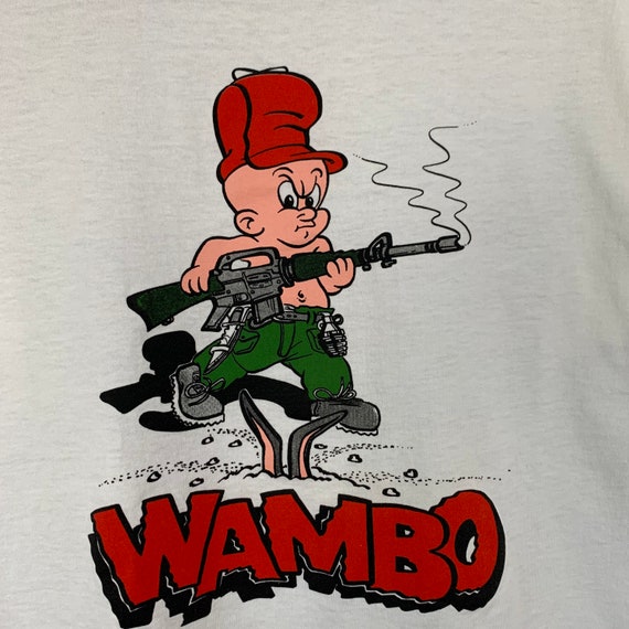 Deadstock Vintage 80s Wambo "Rambo" Tee T - Shirt… - image 4