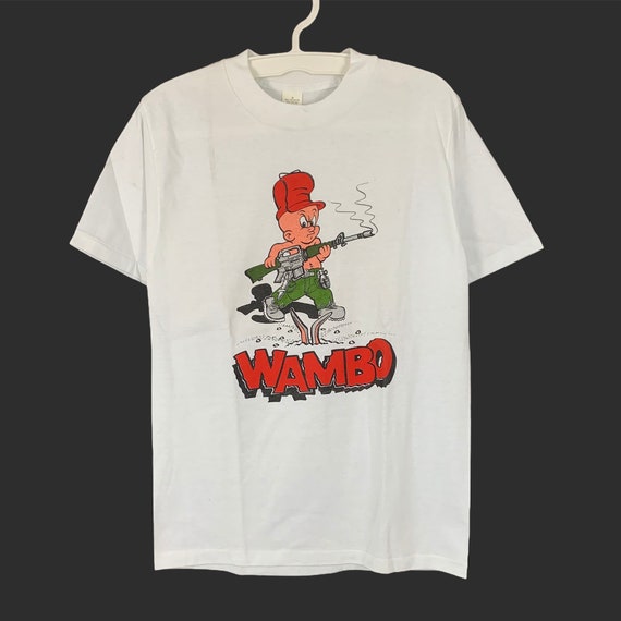 Deadstock Vintage 80s Wambo "Rambo" Tee T - Shirt… - image 1