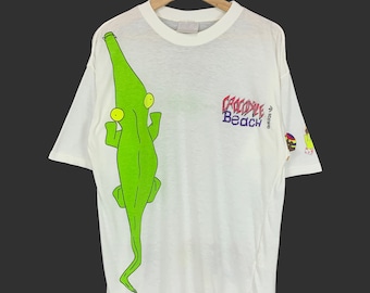 Vintage 80s Adidas Crocodile Beach Tee T-shirt Pop Art