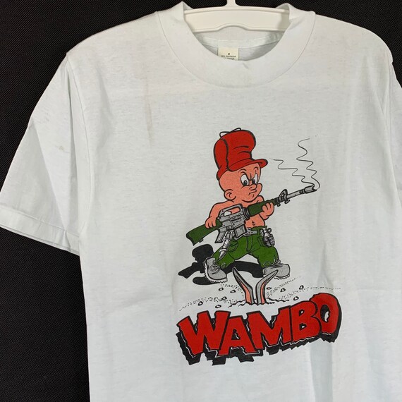 Deadstock Vintage 80s Wambo "Rambo" Tee T - Shirt… - image 2