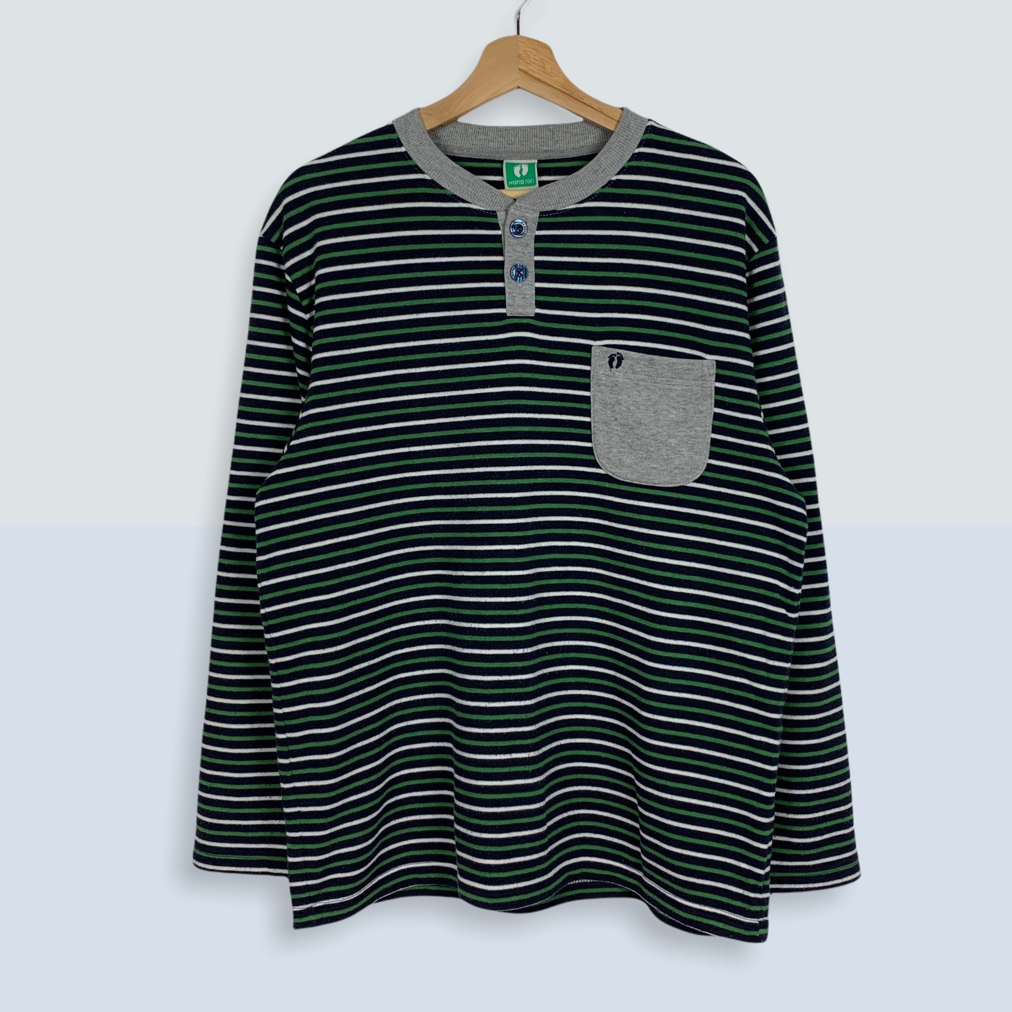 Vintage Hang Ten Striped Pocket Longsleeve Tee T - Shirt - Etsy