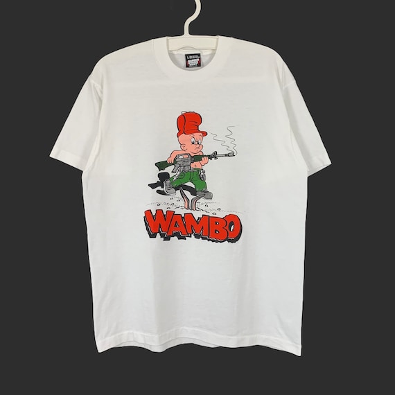 Deadstock Vintage 80s Wambo "Rambo" Tee T - Shirt… - image 1