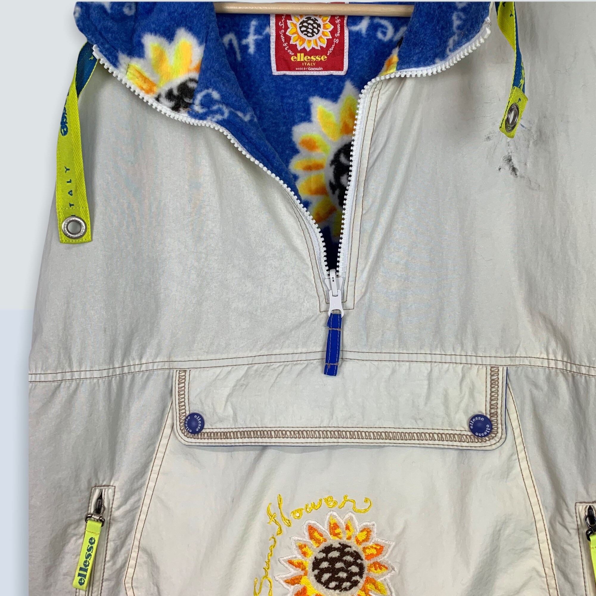 Vintage Ellesse Italy Sunflowers Hoodie Jacket Pullover - Etsy