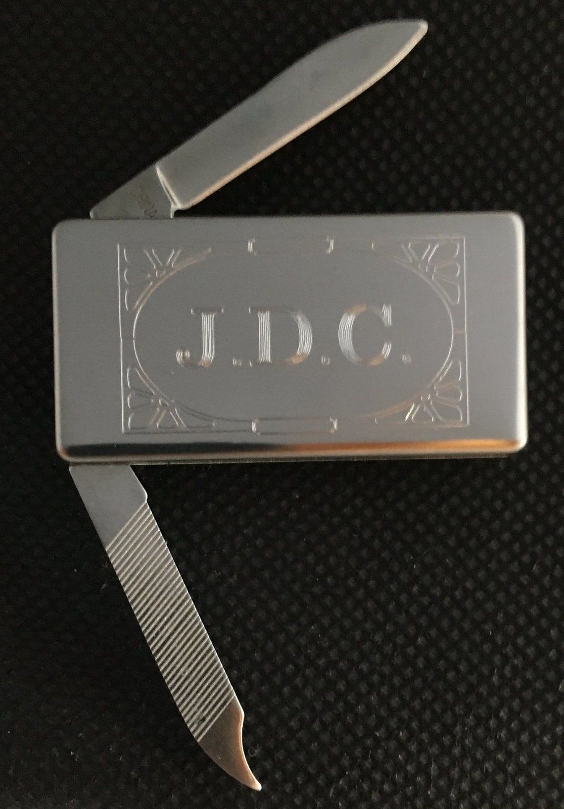 Engraved Stainless Steel Money Clip with knife and file and Etsy