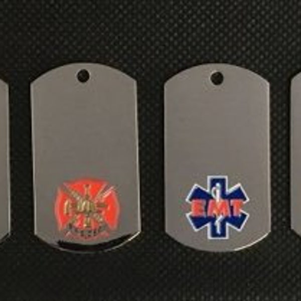 Stainless Steel Medical Alert, Police, Fire Dept., EMT and Aluminum Med Alert Dog Tag with FREE shipping