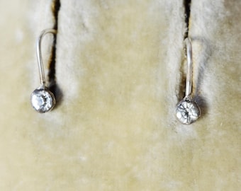 ANTIQUE Georgian Black Dot Paste Super Tiny Minimalist Earrings. Recycled from a 1700s brooch with new ear wires!