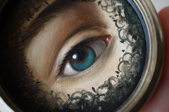 ANTIQUE Lace Mask Lover"s Eye Watch Case Pendant … - image 6