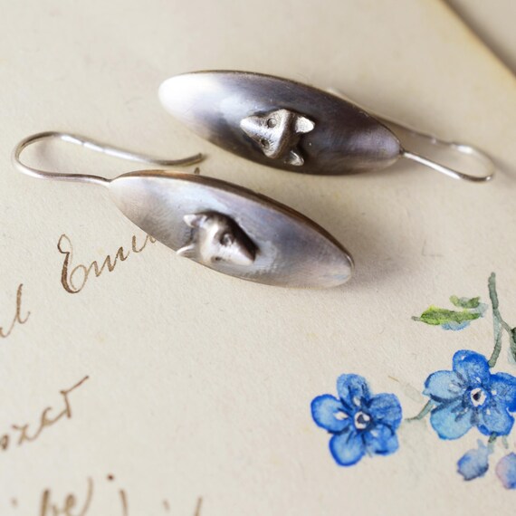 ANTIQUE Cufflink Conversion Elongated Tiny Fox He… - image 9