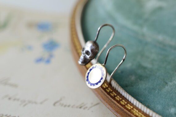 ANTIQUE Cufflink Conversion With Blue Decorative … - image 3