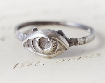 The Eye of Providence Sterling Silver Ring, Victorian revival eye of God, evil eye or lover's eye ring