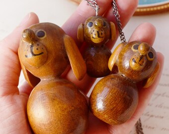 VINTAGE Dogs, 1 Pendant and Home Decor all 3, Cute wooden dogs nostalgia from Hungary