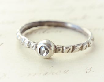 ANTIQUE Rose Cut Diamond Austro-Hungarian component on moulded and recast Georgian ring band, 1700 1800 recycled