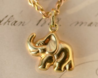 VINTAGE Elephant Puffy 9ct Gold Charm, good luck pendant, fun, animal 9 carat yellow gold, 9 kt , pet, gift idea, baby elephant, cute, boho