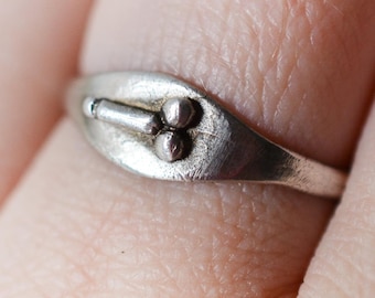 SALE! Ancient Roman Style Fertility ring in Sterling Silver, after ancient design, figa, virility, fun whimsical, patina and shine, pinky