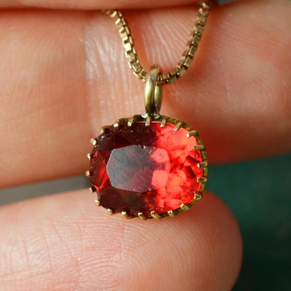 ANTIQUE Victorian Oval Crown Setting Ruby Paste P… - image 1