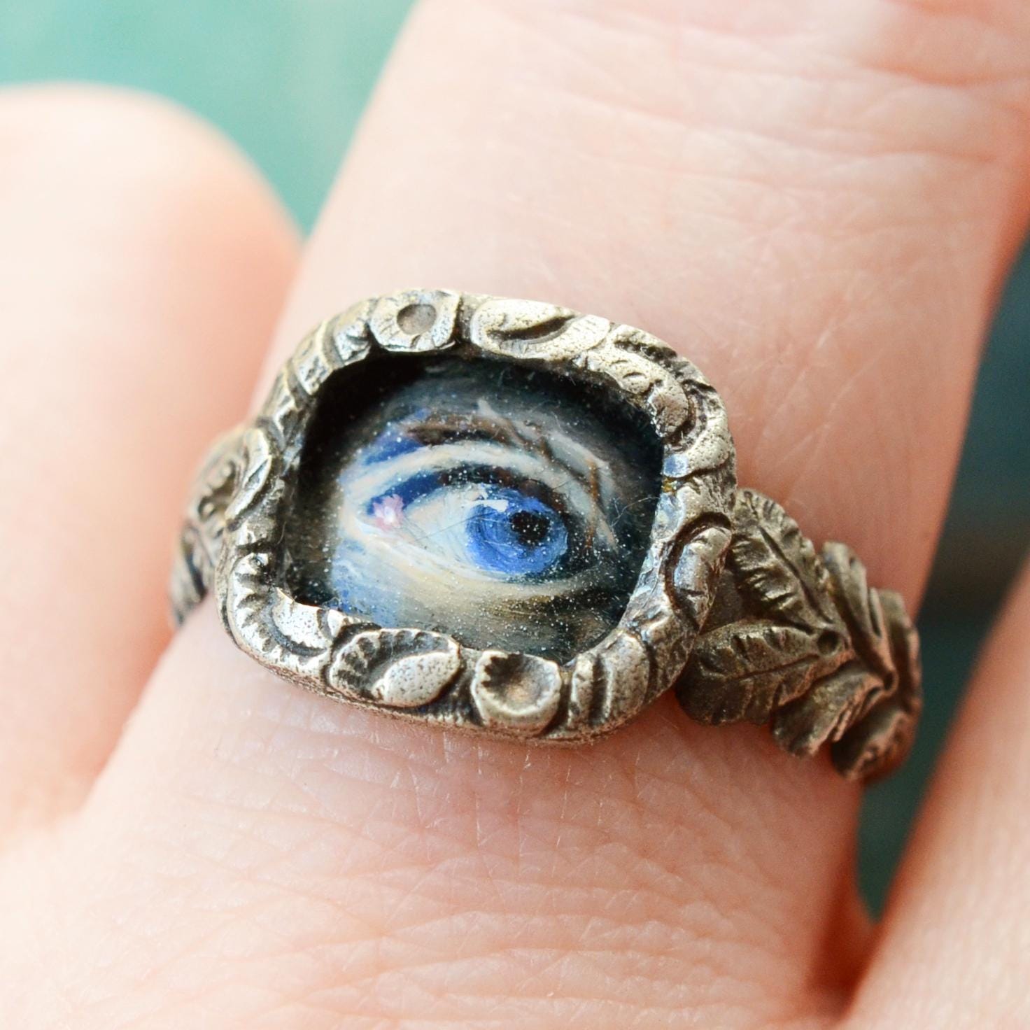 【ヴィンテージ品】オーストリア　エナメル•陶器製のバングルとリング　鳥と花柄 Antique gimmel ring - Etsy 日本