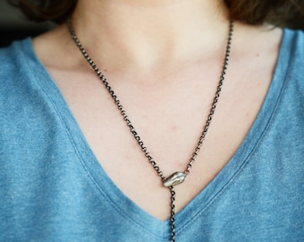ANTIQUE Snake Necklace Chain Sterling Silver, Ouroboros, Art Nouveau recast snake head newly added to old chain, long, serpent 1880-1910