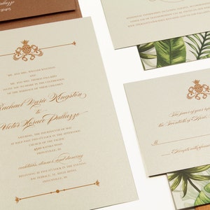 Tropical Wedding Invitation, Hawaii Wedding Invitation, Beach Wedding Invitation, Palm leave, Pineapple Invitation, Palm Tree Invite -SAMPLE