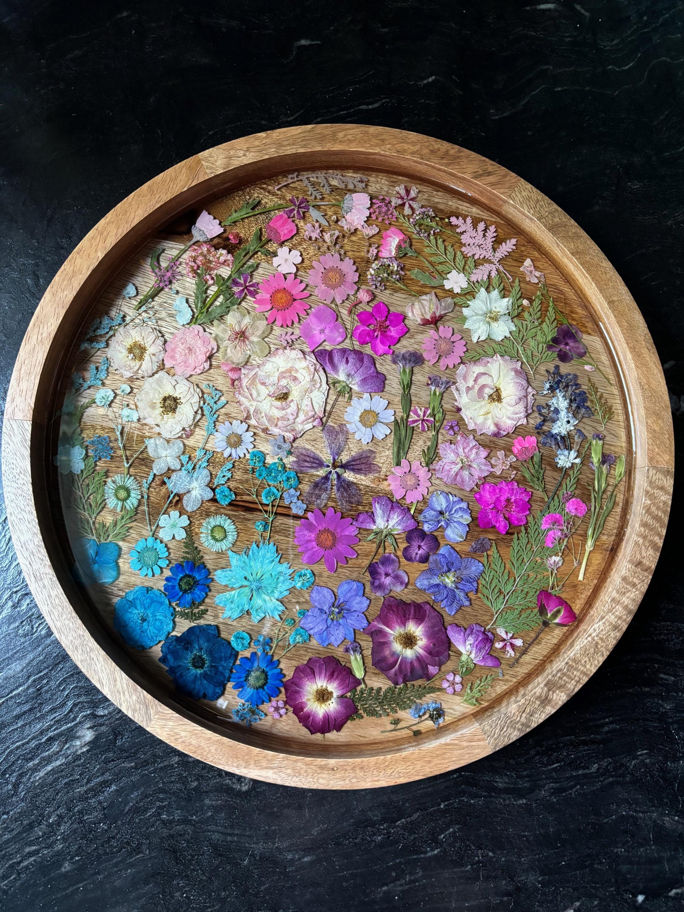 Pressed Flower Lazy Susan: Wood & Resin Charcuterie Board - Etsy