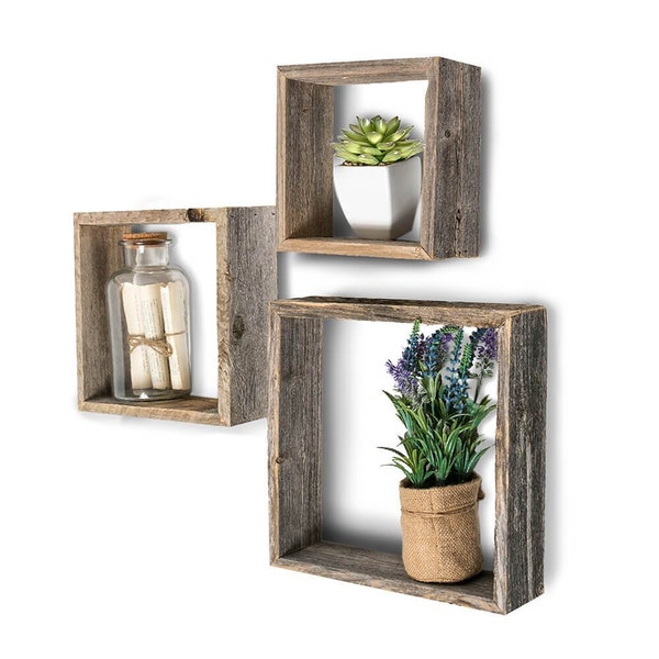 Floating Shelves (Set of 3) | Wall Shelf | Wall Shelves | Box Shelves | Reclaimed Wood Shelves | Wooden Shelves |Rustic Wall Decor