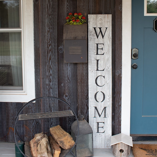 Rustic Farmhouse 60 in. Vertical Front Porch Welcome Sign