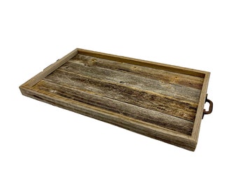 Wood Decorative Tray | Farmhouse Décor Reclaimed Wood Serving Tray and Breakfast Platter by BarnwoodUSA