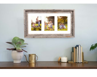 Reclaimed Wood Collage Picture Frame, Rustic Farmhouse Decor, Multi Photo Mat